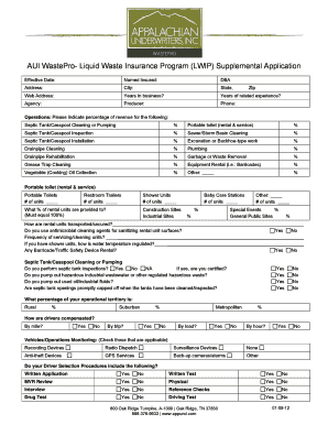 Portable Toilet and Septic Service Insurance Application