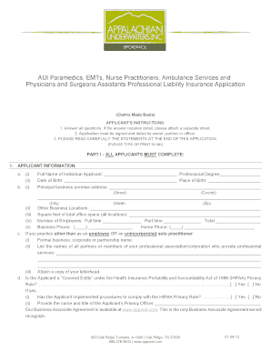 Professional Liability Insurance Application