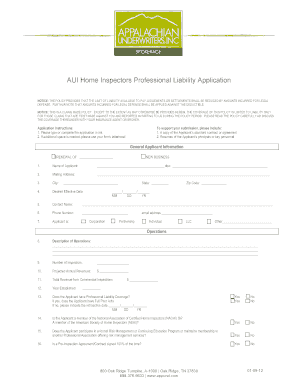 Home Inspectors Professional Liability Insurance Application