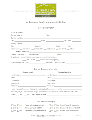 Sports Organization Insurance Application