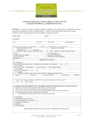 Contractors Pollution Liability Application
