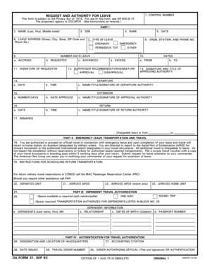 DA Form 31 Request and Authority for Leave