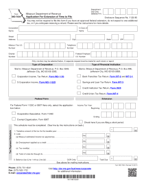 Missouri Corporation Tax Extension Form MO-7004