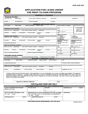 Application for Lease Under Rent-to-Own Program