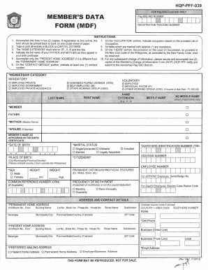 Pag-IBIG Member's Data Form