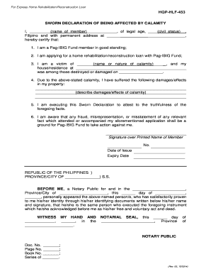 Pag-IBIG Home Rehabilitation Loan Sworn Declaration