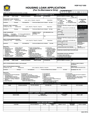 Pag-IBIG Housing Loan Application for Co-Borrower