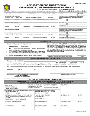 Application for Moratorium on Housing Loan Amortization Payments