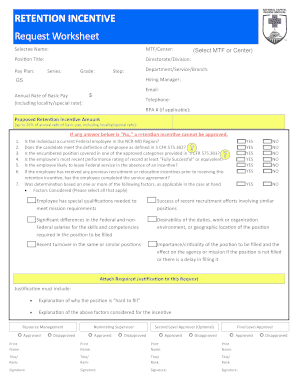 Retention Incentive Request Worksheet