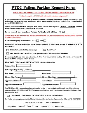 Pentagon Patient Parking Request Form