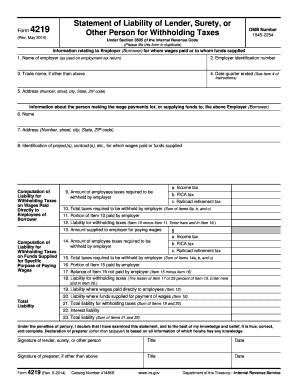 IRS Form 4219 Statement of Liability