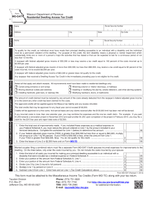 Missouri Residential Dwelling Access Tax Credit Form