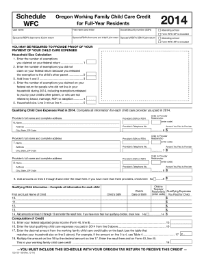 Oregon Working Family Child Care Credit Form