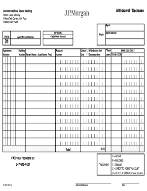 Commercial Real Estate Banking Withdrawal Form
