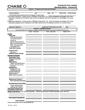 Commercial Property Operating History Form