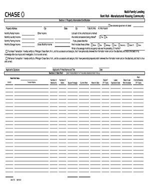 Rent Roll Form - Manufactured Housing Community