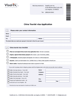 China Tourist Visa Application