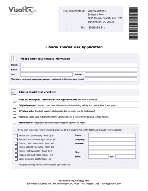 Liberia Tourist Visa Application