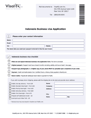 Indonesia Business Visa Application Form