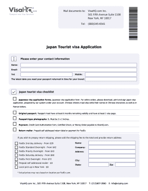 Japan Tourist Visa Application