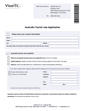 Australia Tourist Visa Application Form 1419