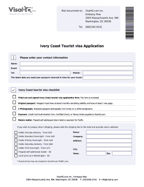 Ivory Coast Tourist Visa Application
