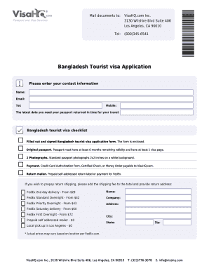 Bangladesh Tourist Visa Application Form