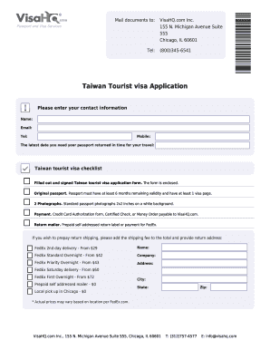 Taiwan Tourist Visa Application