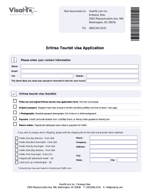 Eritrea Tourist Visa Application