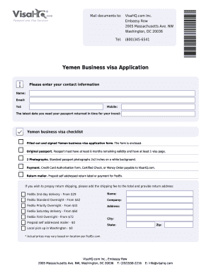 Yemen Business Visa Application Form