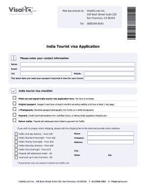 India Tourist Visa Application