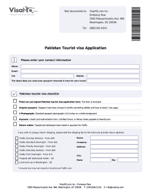 Pakistan Tourist Visa Application