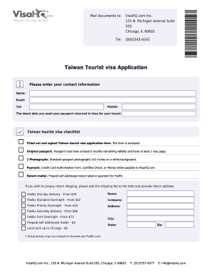 Taiwan Tourist Visa Application