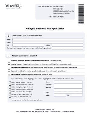 Malaysia Business Visa Application Form