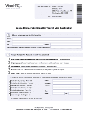 Congo Democratic Republic Tourist Visa Application