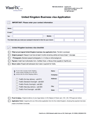 United Kingdom Business Visa Application