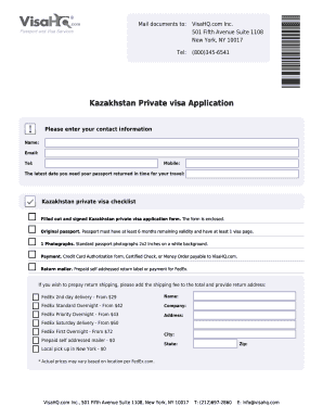 Kazakhstan Private Visa Application