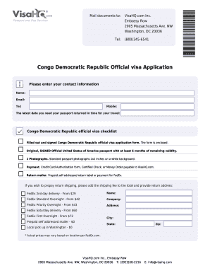 Congo Democratic Republic Official Visa Application