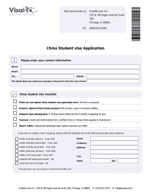 China Student Visa Application Form