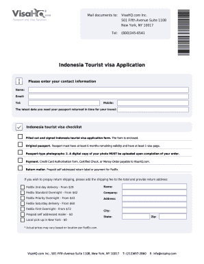 Indonesia Tourist Visa Application