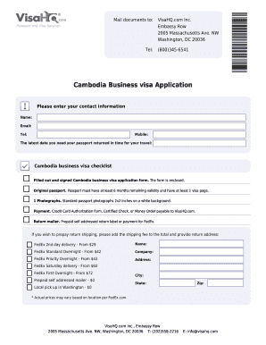 Cambodia Business Visa Application Form