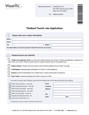 Thailand Tourist Visa Application