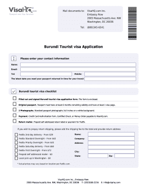 Burundi Tourist Visa Application