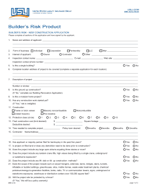 Builder's Risk New Construction Application