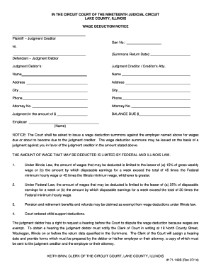 Wage Deduction Notice