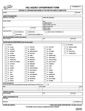 P&C Agency Appointment Form