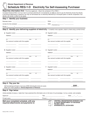 Illinois Electricity Tax Self-Assessing Purchaser Form