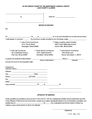 Illinois Notice of Motion