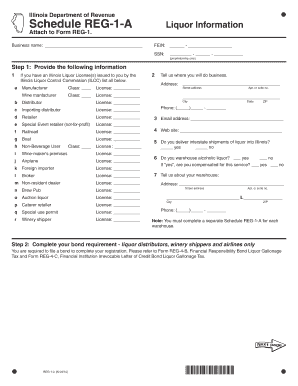 Illinois Liquor Registration Schedule REG-1-A