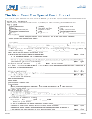 Special Event Insurance Application